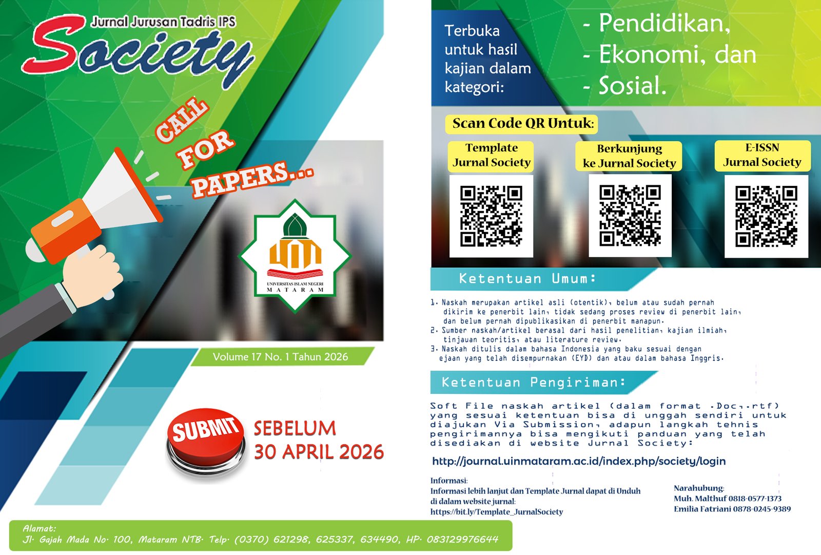 Jurnal Society: Jurnal Jurusan Tadris IPS call for papers